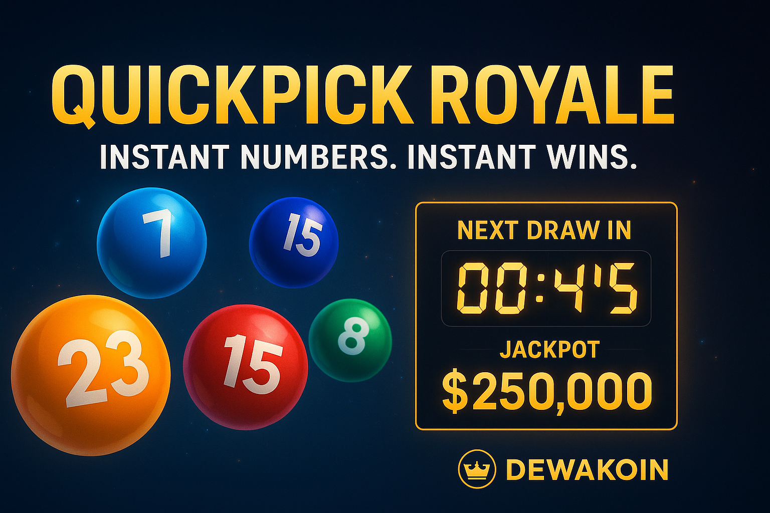 QuickPick Royale: Instant Numbers, Instant Wins – Only at Dewakoin